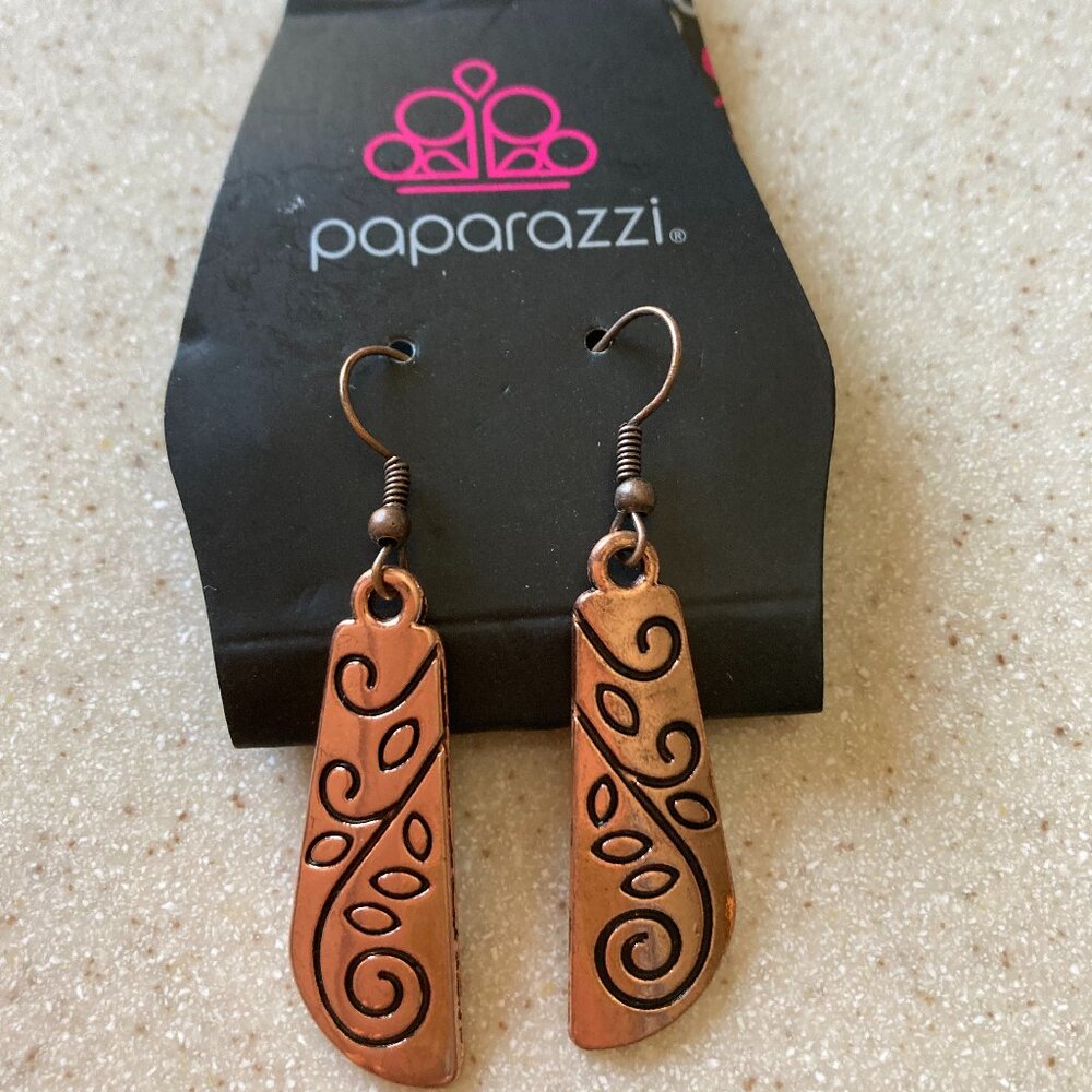 Paparazzi Copper Color Dangle Pierced Earrings NEW - Picture 6 of 7